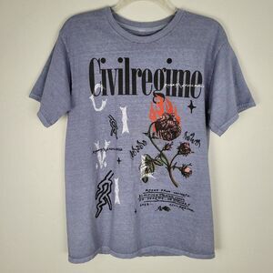Civil Regime Roses From Concrete Graphic Short Sleeve Shirt Cotton Blue Size L